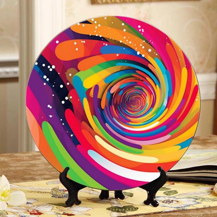 Amazon.com: DNOVING Stylized Rainbow 10-inch Ceramic Plate Perfect