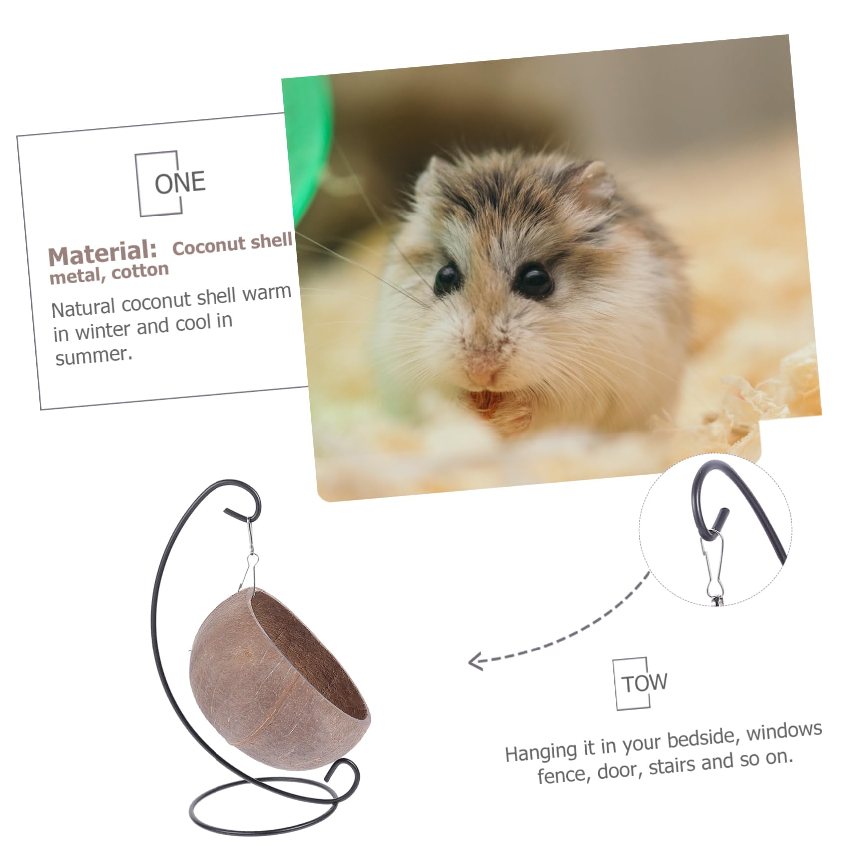DOITOOL 2stücke Hängendes Hamsterbett Aus Kokosnuss Für Kleintiere Spielzeug Und Schlafnest Für Hamster Meerschweinchen Und Rennmäuse Dekorativ Und Gemütlich Sorgt Für Entspannung