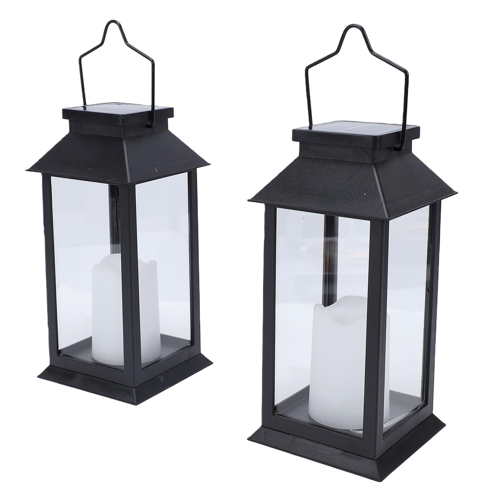 2pcs Lanterne Solari da Esterno con Candela LED Sfarfallegiante, Lanterne