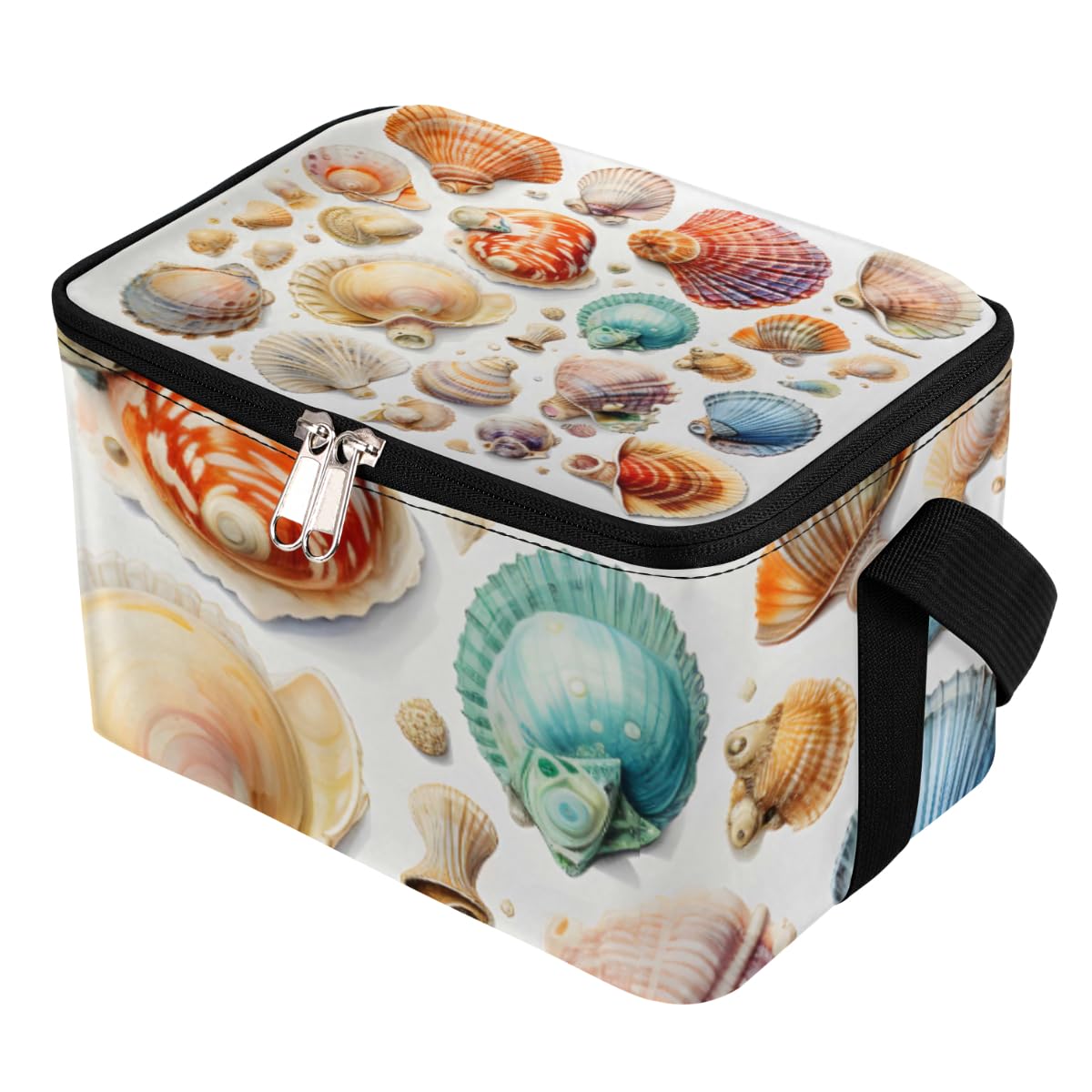 GzLeyigou Lunch Bags for Women Men 9 Cans,Sea Shell Conch Hot & Cold Food Delivery Bag Insulated Grocery Bag Insulated Lunch Box Seashell Cooler Bag for Office Work Picnic Beach