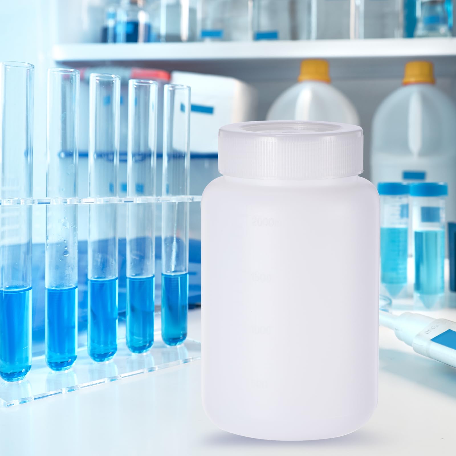 PATIKIL 2er Set PE Weithalsflasche – 2000 Ml, Transparent, Mit Schraubdeckel, Hitzebeständig Bis 120°C, Für Labor & Haushalt
