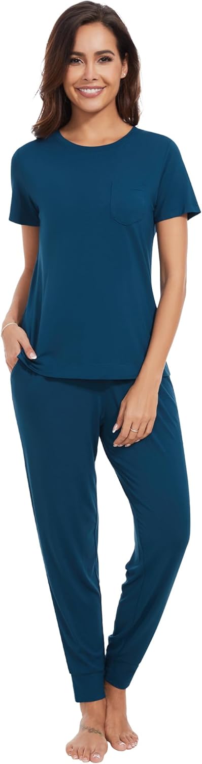 WiWi Women's Tracksuit Set Viscose from Bamboo Loungewear 2 Piece Outfit Long Pants Jogger Sets S-XXL