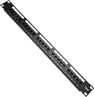 Gavigain RJ11 Through Coupler,25 Port RJ45 Through Coupler 1U Cat6 Patch Panel STP Shielded 19 Inch with Back Bar, Wallmount or Rackmount, Compatible with Cat5, Cat5e, Cat6 Cabling