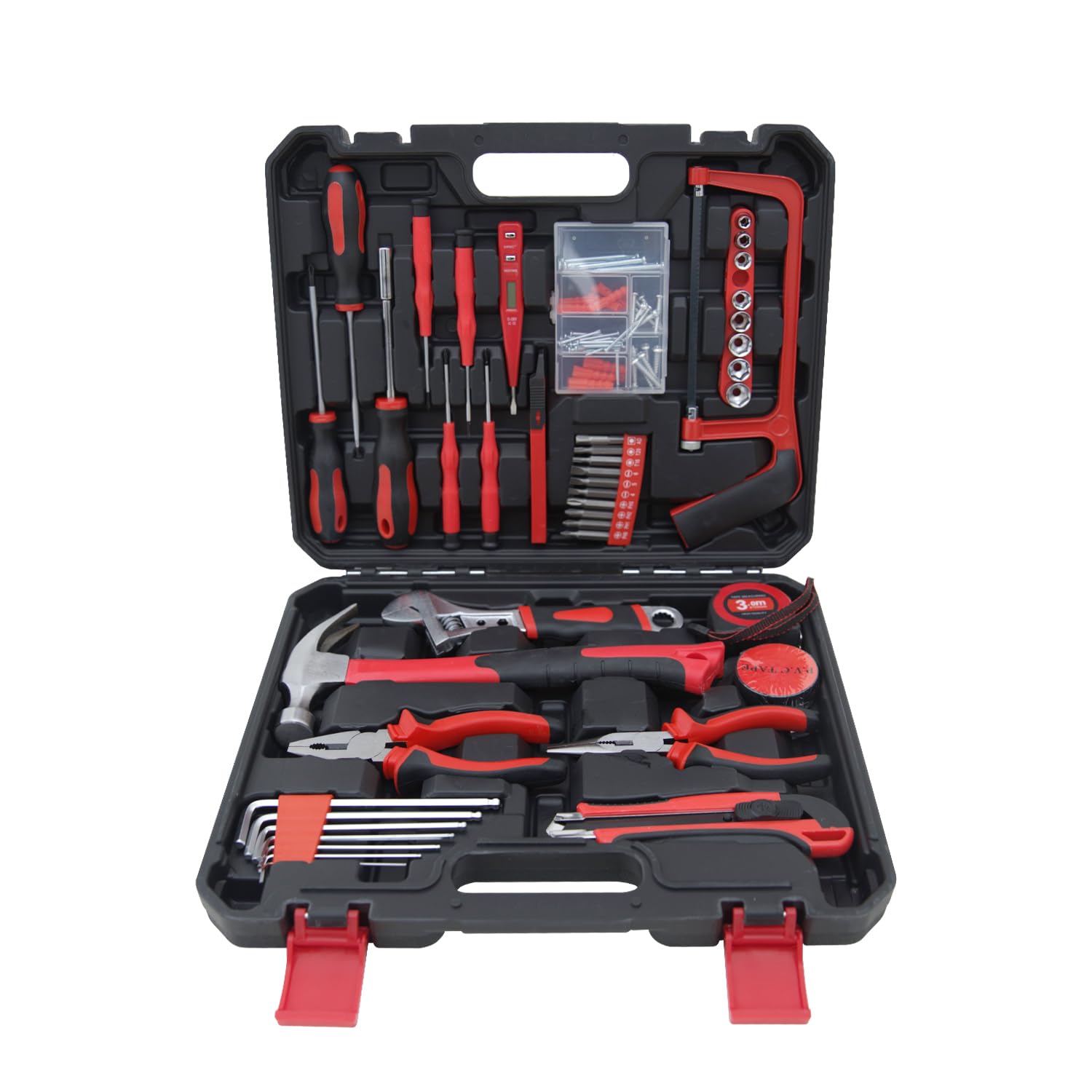 Hantinstom 108-Piece Household Tools Kit Essential Home Repair Set with Plastic Toolbox Ideal for College Students, Home Use & More