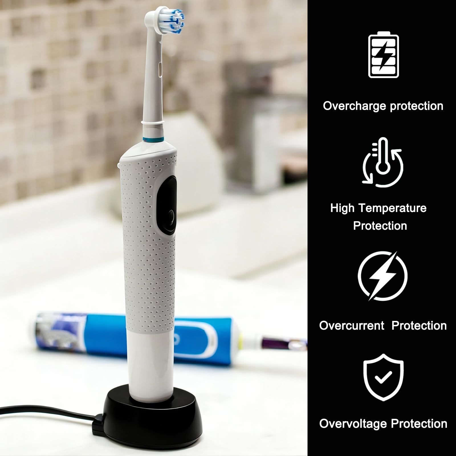 Caricabatterie magnetico per Oral-B IO Series 7 8 9 Spazzolino per denti, modello 3768, base di ricarica a induzione IPX7, impermeabile, ricambio affidabile e portatile, stazione di ricarica