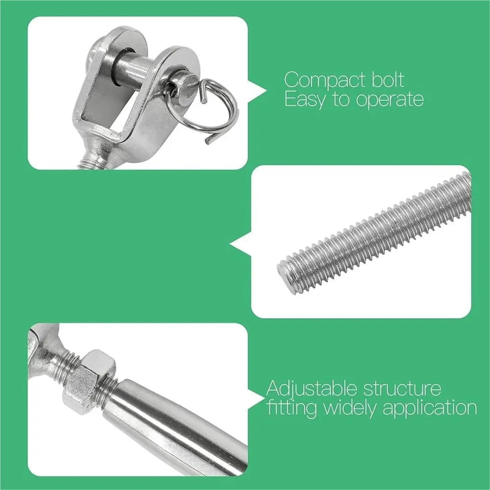 1 tendeur M5/M6/M8/M10/M12/M16/M20 en acier inoxydable 316 mâchoire et câble (M8)