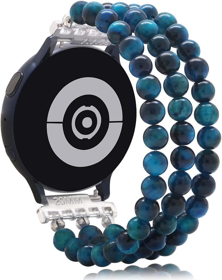KAI Top Beaded Bracelet Compatible with Samsung Galaxy Watch 7 6 5 4 Band 40mm 44mm/Watch 6 Classic 43mm 47mm/Watch 5 Pro 45mm/Watch 4 Classic/Active 2 Band, 20mm Elastic Stretchy Wristband for Women