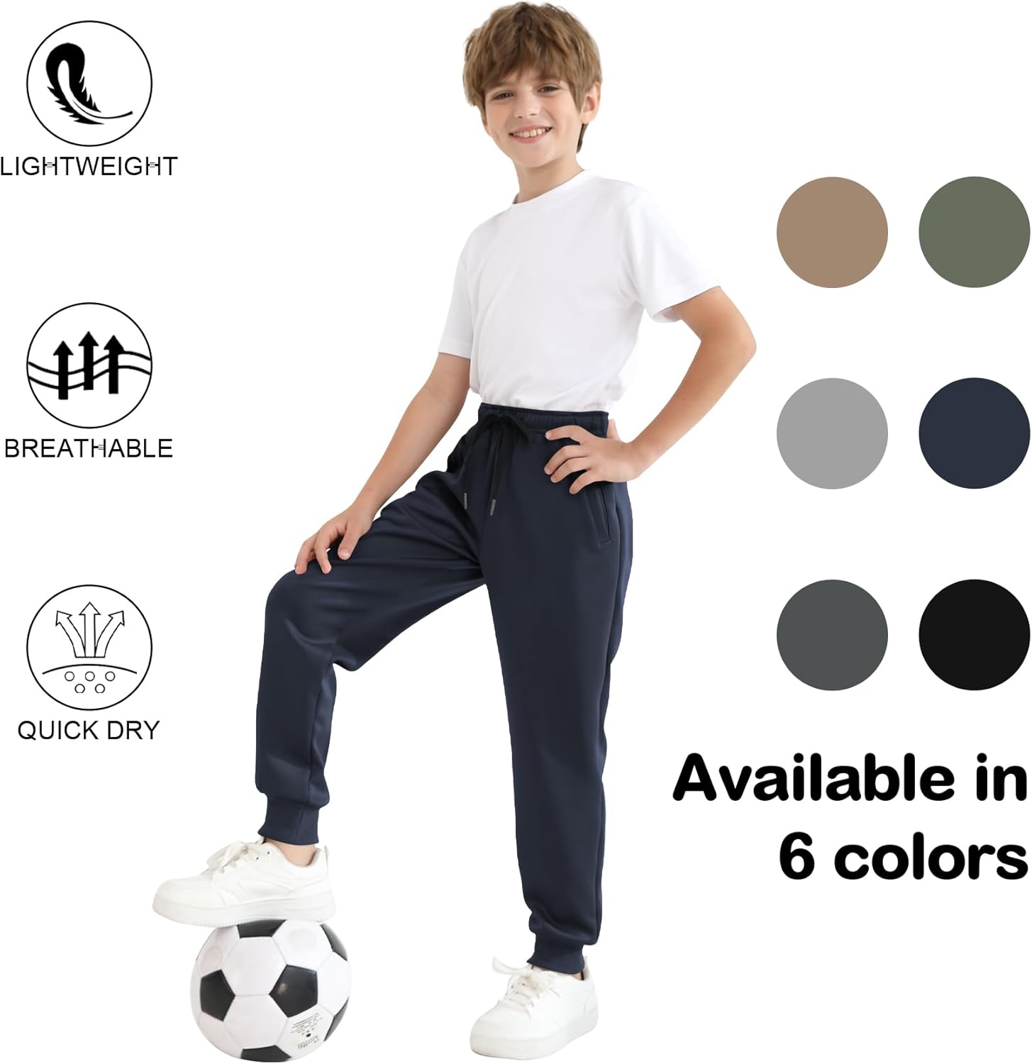 Dreammonkey Boys Jogger Sweatpants 3-16 Years Tapered Leg Lightweight Athletic Track Pants for Kids Youth - Image 3