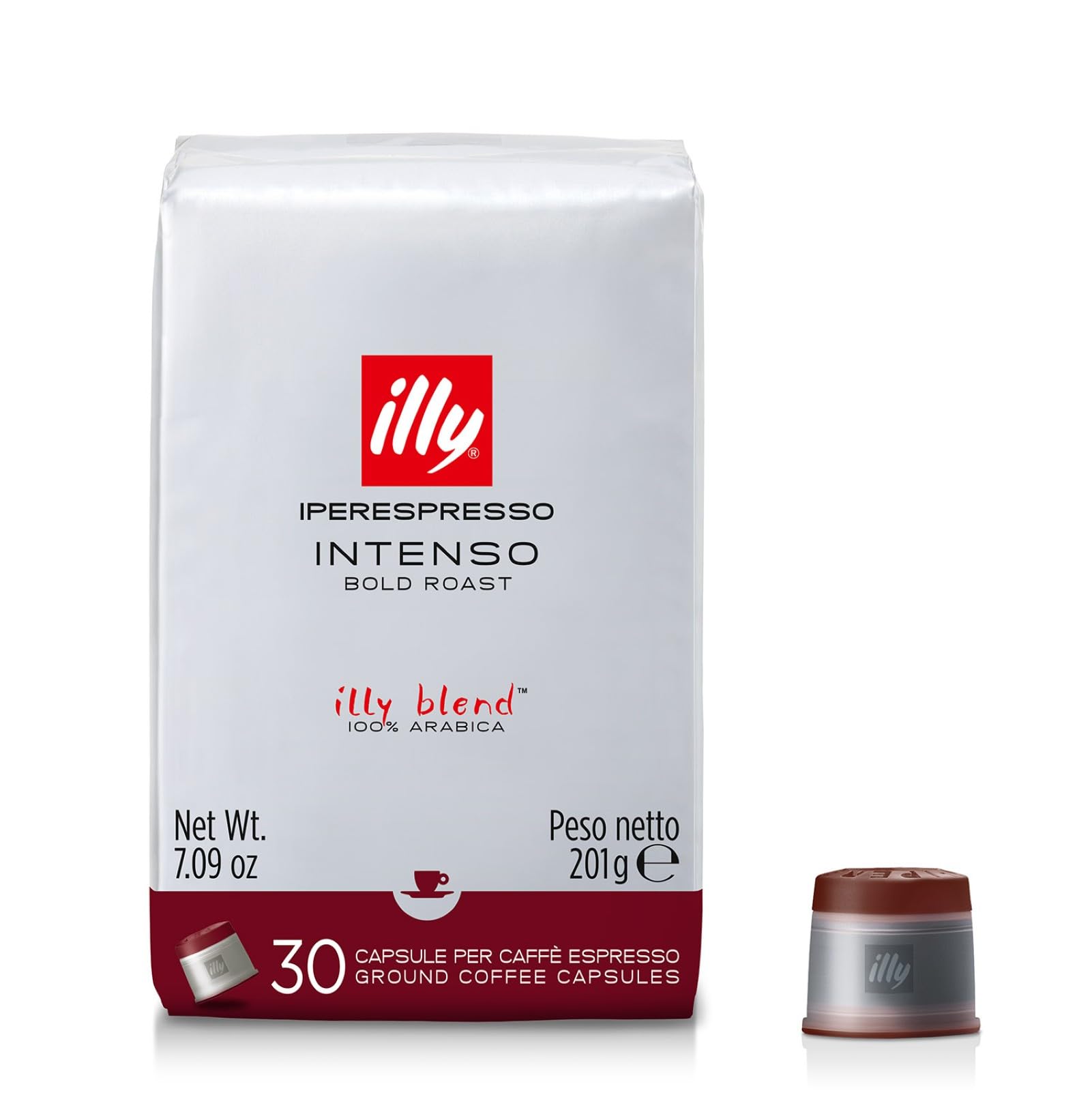 illy, Caffè in Capsule Iperespresso INTENSO, 100% Arabica con Note di Cacao e Frutta Secca, Retrogusto Pieno e Corposo, 1 Confezione da 30 Capsule
