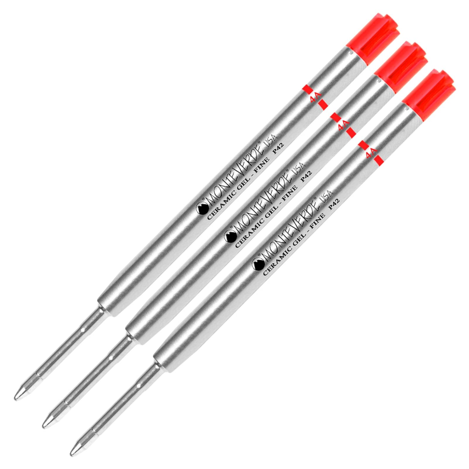 Monteverde Gel Ink Refills 2-Pack - Smooth Ceramic Gel Pens For Parker Style Ballpoints - Green Fine Point 0.6mm