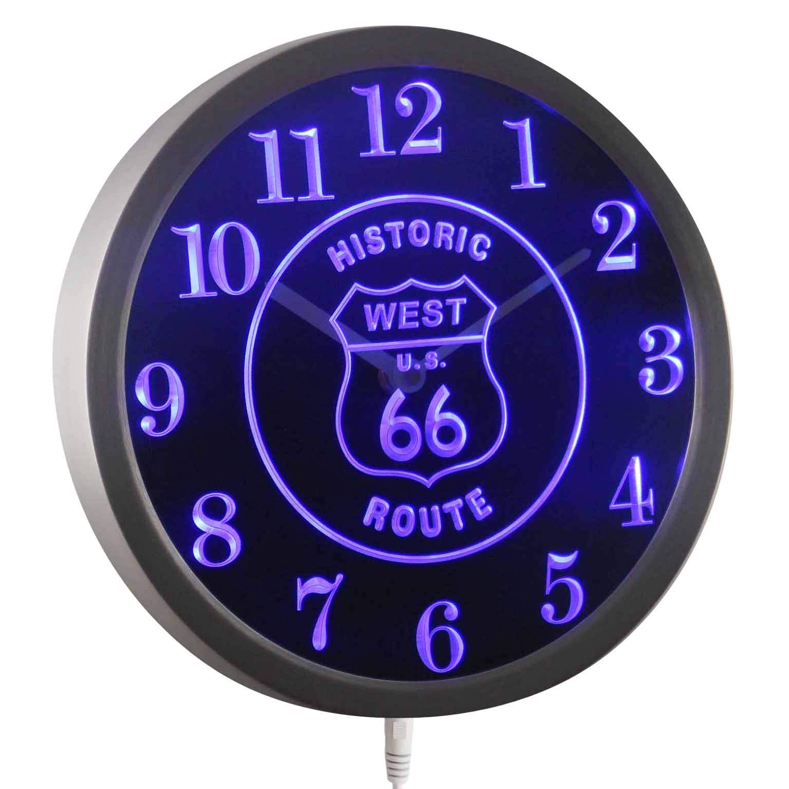 Advpro Neon Sign (Default Color Shown On The First Gallery Picture) Nc0971-B Route 66 West Historic Neon Sign Led Wall Clock