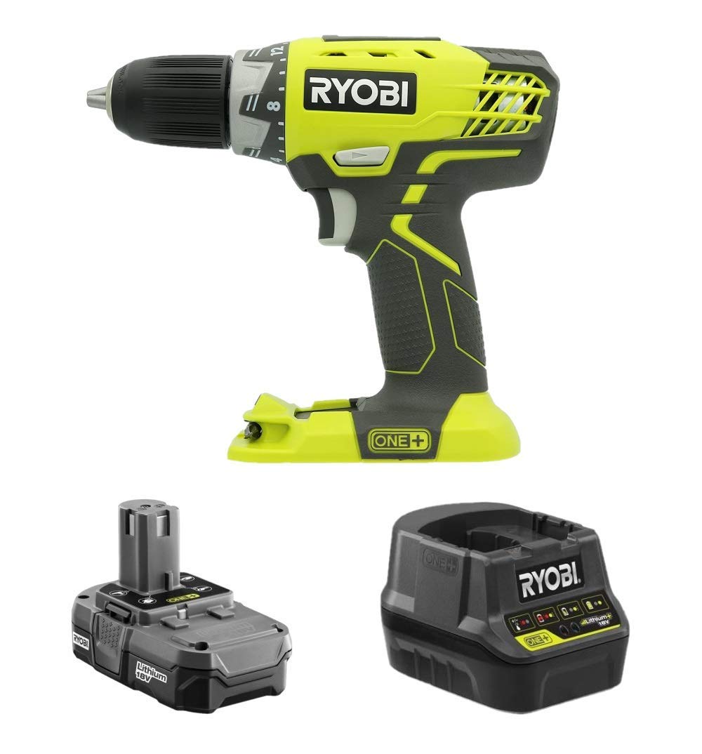 RYOBI 18 Volt 1/2" Inch Cordless Drill Kit with Battery and Charger (Renewed)