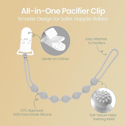 Miniatura 2 de Eascrozn Clip para chupete de bebé, paquete de 6 soportes de silicona para chupete con diseño de una sola pieza para bebé, niño y niña, sin BPA,