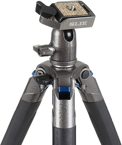 Miniatura 6 de SLIK Sprint PRO III - Trípode de viaje con cabezal de bola SBH-100 para cámaras sin espejoDSLR Sony, Nikon, Canon Fuji y más, acabado metálico