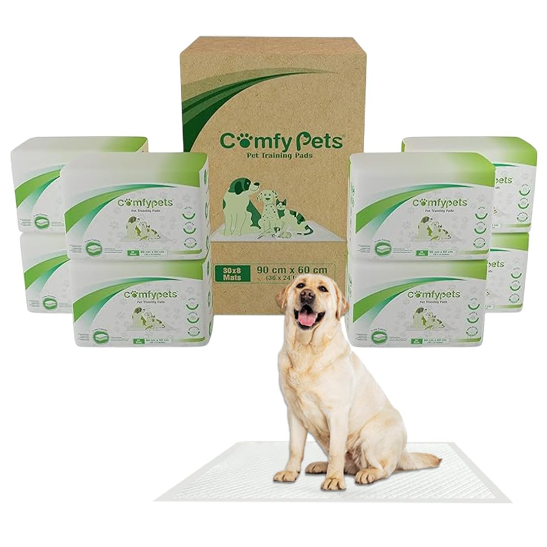 Comfy Pets Puppy Training Pads - Premium Absorbent Puppy Pads Adhesive Sticky Tabs - Leak Proof Dog Training Pads - Incontinence Pads for Dogs (Pack of 240)