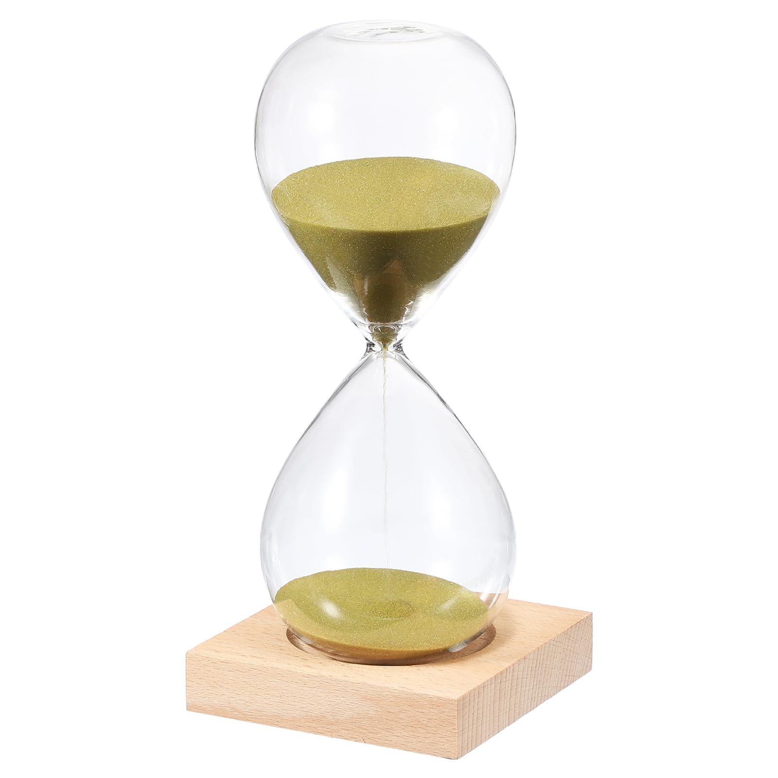 PATIKIL 30 Minutes Sand Timer, Sand Watch with Wood Base Hour Glass Sandglass Timer Clock for Living Room Home Office Restaurant Decoration, Gold