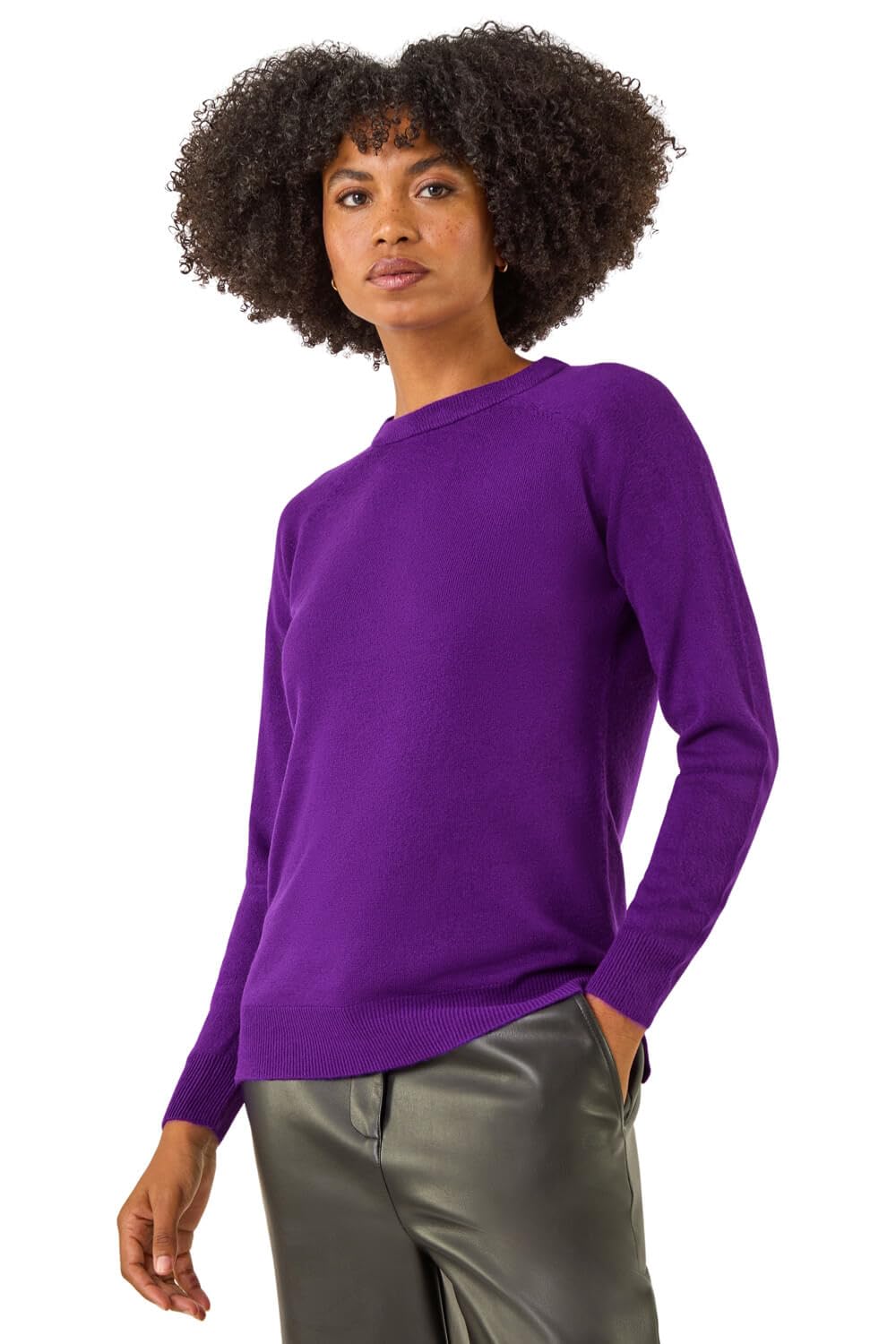 Roman Women's Purple Plain Soft Crew Neck Jumper In | : Size 18