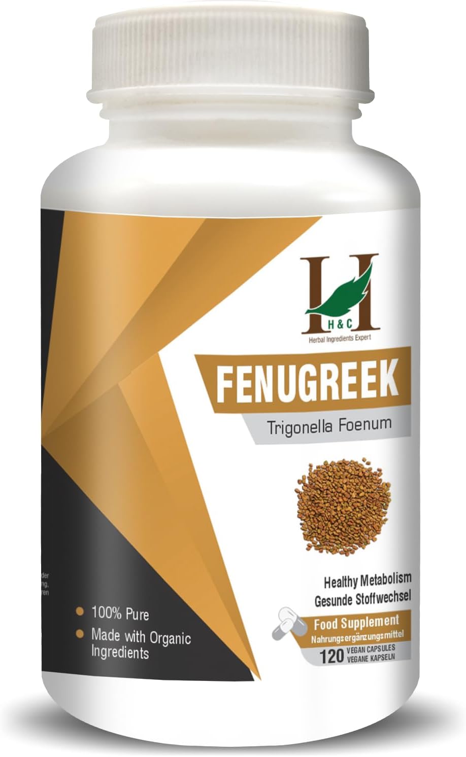 H&C Herbal Ingredients Expert Fenugreek Seed - 450mg | 120 Capsules | Dietary Supplements | For Health and Wellness