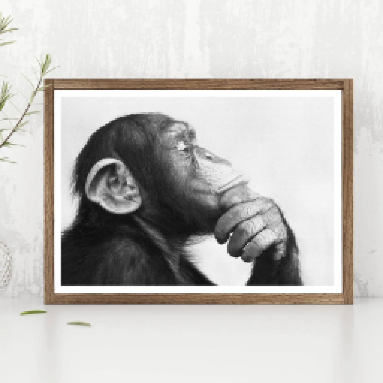 Impression sur toile singe noir et blanc finition premium 60x80 - 8