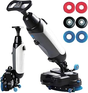 Gewerblicher Bodenschrubber, 360° drehbare Bodenreinigungsmaschine, Doppelbürstendesign, 45 cm Reinigungsbreite, mit 4,5 l Frischwassertank und 7,5 l Abwassertank zum Reinigen von Hartböden