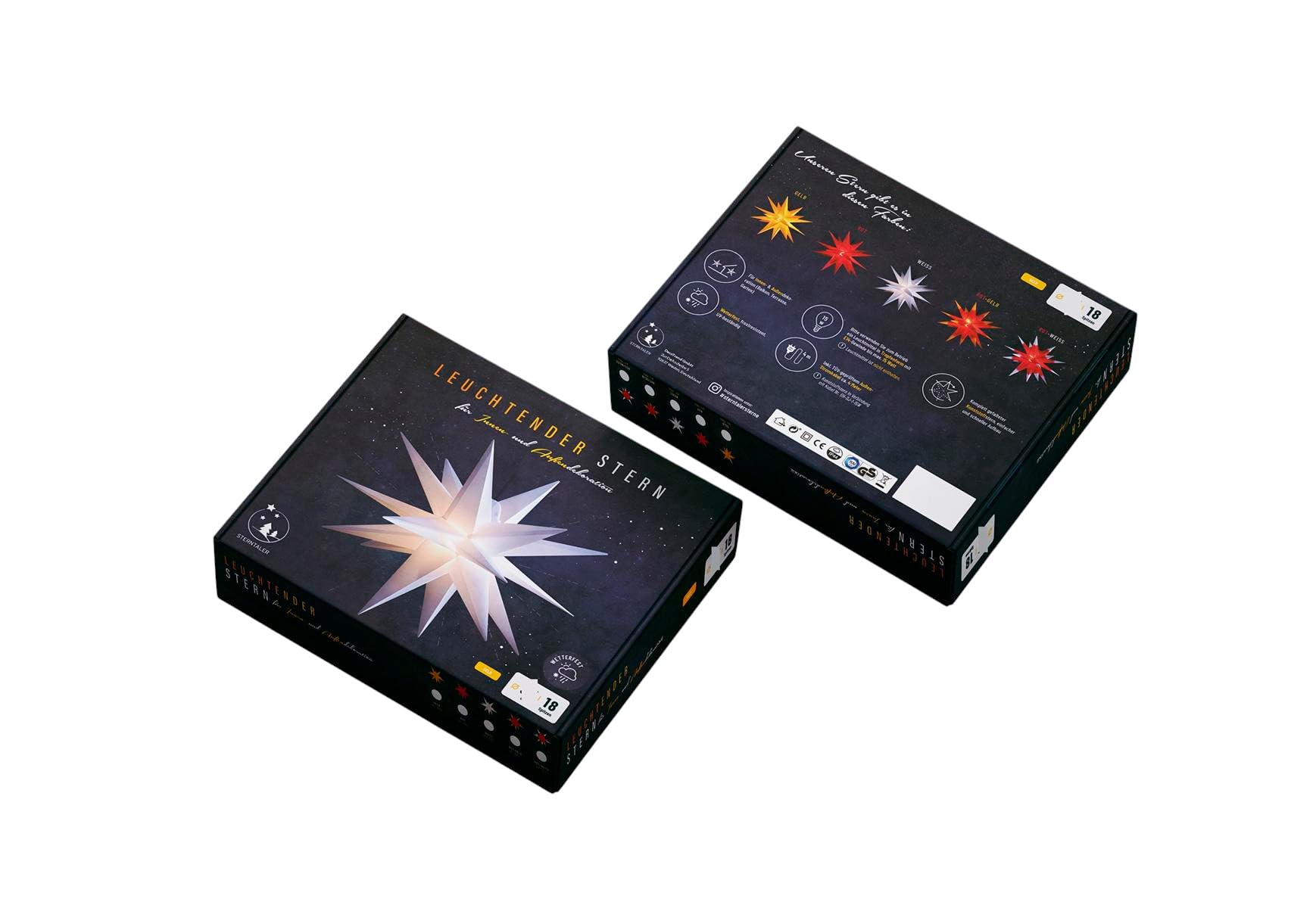 ZICOM LED Dekostern Weihnachtsstern Stern mit 18 Zacken wetterfest, gelb Ø 55cm Innen und Außen für Weihnachten, Hochzeiten, Party, Dekoration, Geschenkidee, 230V 50Hz, LxBxH 55x55x55cm