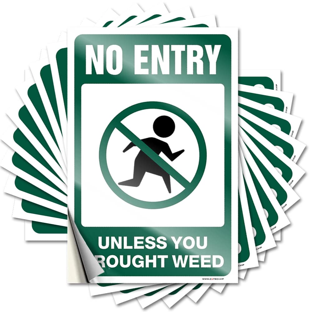 Fzfn Men's Colour Western Wall Sticker - No Entry Unless You Brought Weed Neutral Durable Sticker Easy Apply For Student Decor(8X12cm)