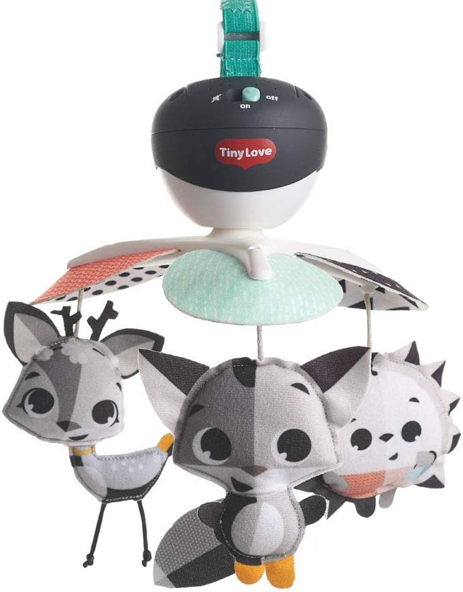 3-in-1 Take Along Baby Mobile for Cot, 0+ Months, Portable, Multi-Use with 3 Connectors, Cot Mobile with Music, 5 Melodies, 30 Minutes of Continuous Music, Stimulates Senses, Meadow Days