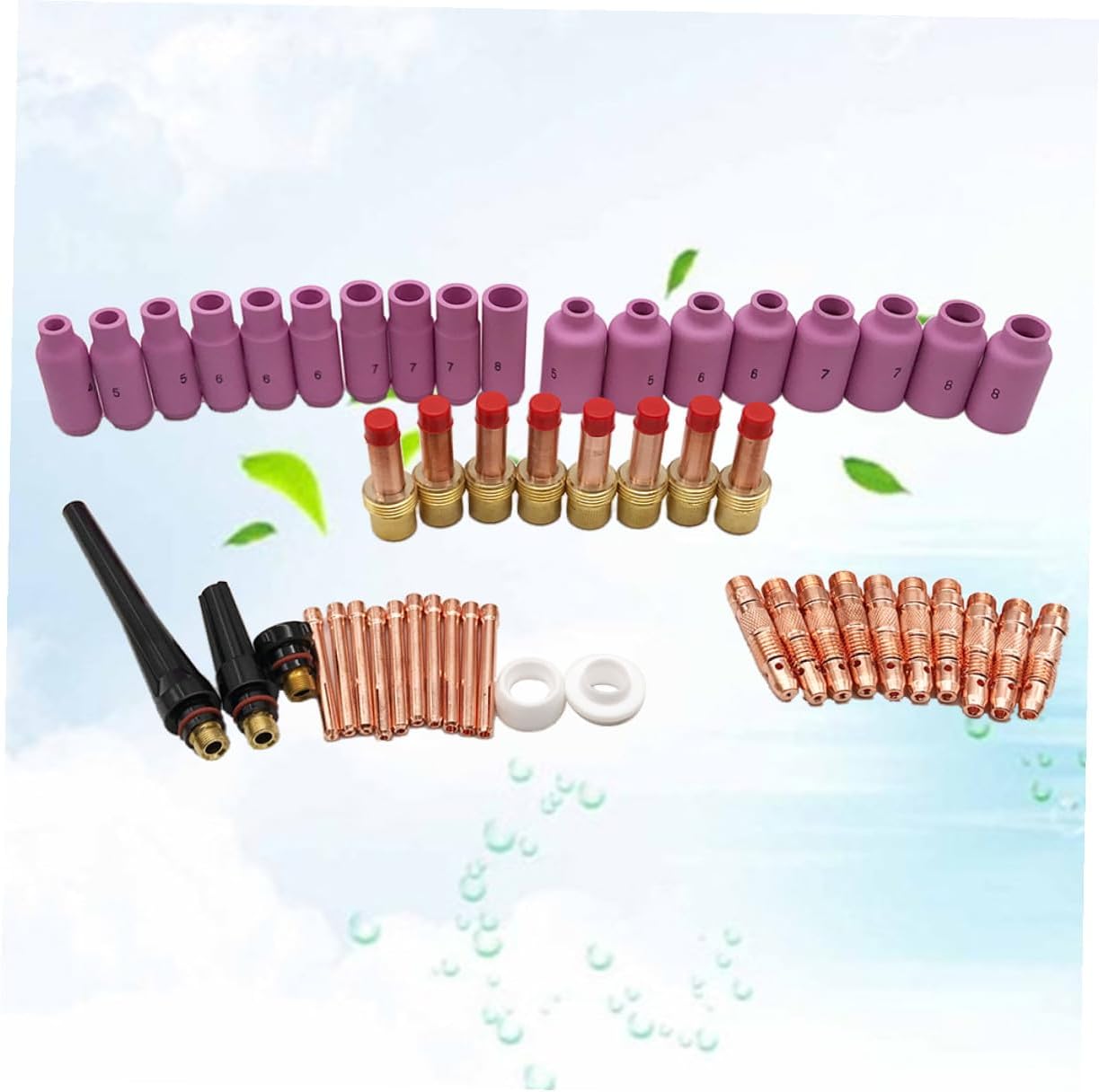 51PCS Tig Welding Torch Gas Lens Kit for Wp- Welding Accessories with Collets Alumina Nozzles and Cups Compatible with Wp Series Torch