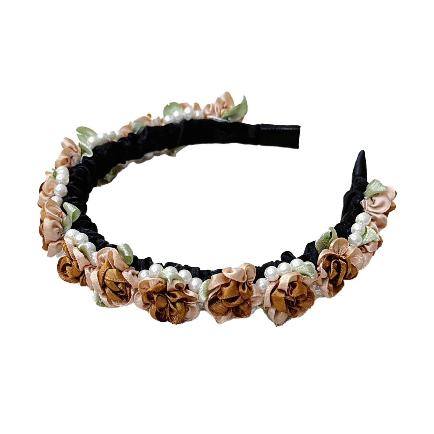 Blumen-Haarband, Haarkranz für Damen, Bräute und Prinzessinnen, ideal für Hochzeiten, Taufen, Kommunionen und Karnevalspartys, Blumenschmuck für festliche Anlässe, Braun