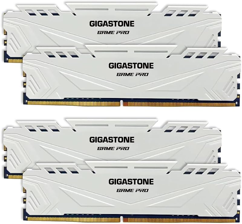 【DDR5 RAM】 GIGASTONE Game PRO 128GB Kit (4x32GB) DDR5 5600MHz PC5-44800 CL40-40-40-76 Intel XMP 3.0 AMD Expo 1.2v UDIMM 288 Pin Unbuffered Non ECC High Performance Gaming Desktop Memory – White