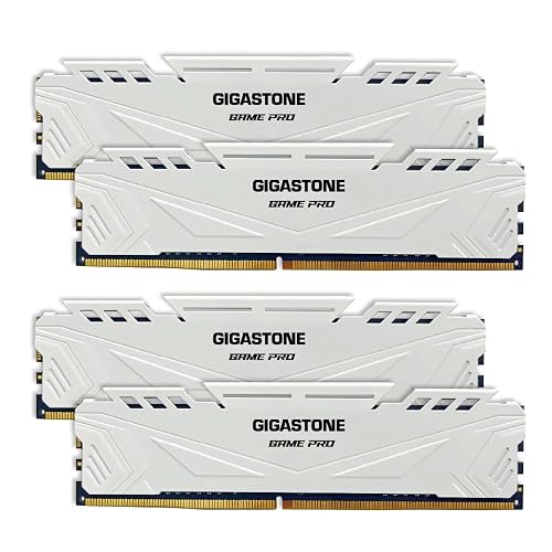 【DDR4 RAM】GIGASTONE Game PRO 64GB Kit (4x16GB) DDR4 3200MHz PC4-25600 CL 16-18-18-40 Intel XMP 2.0 AMD Ryzen 1.35V UDIMM 288 Pin Unbuffered Non ECC High Performance Gaming Desktop Memory - White