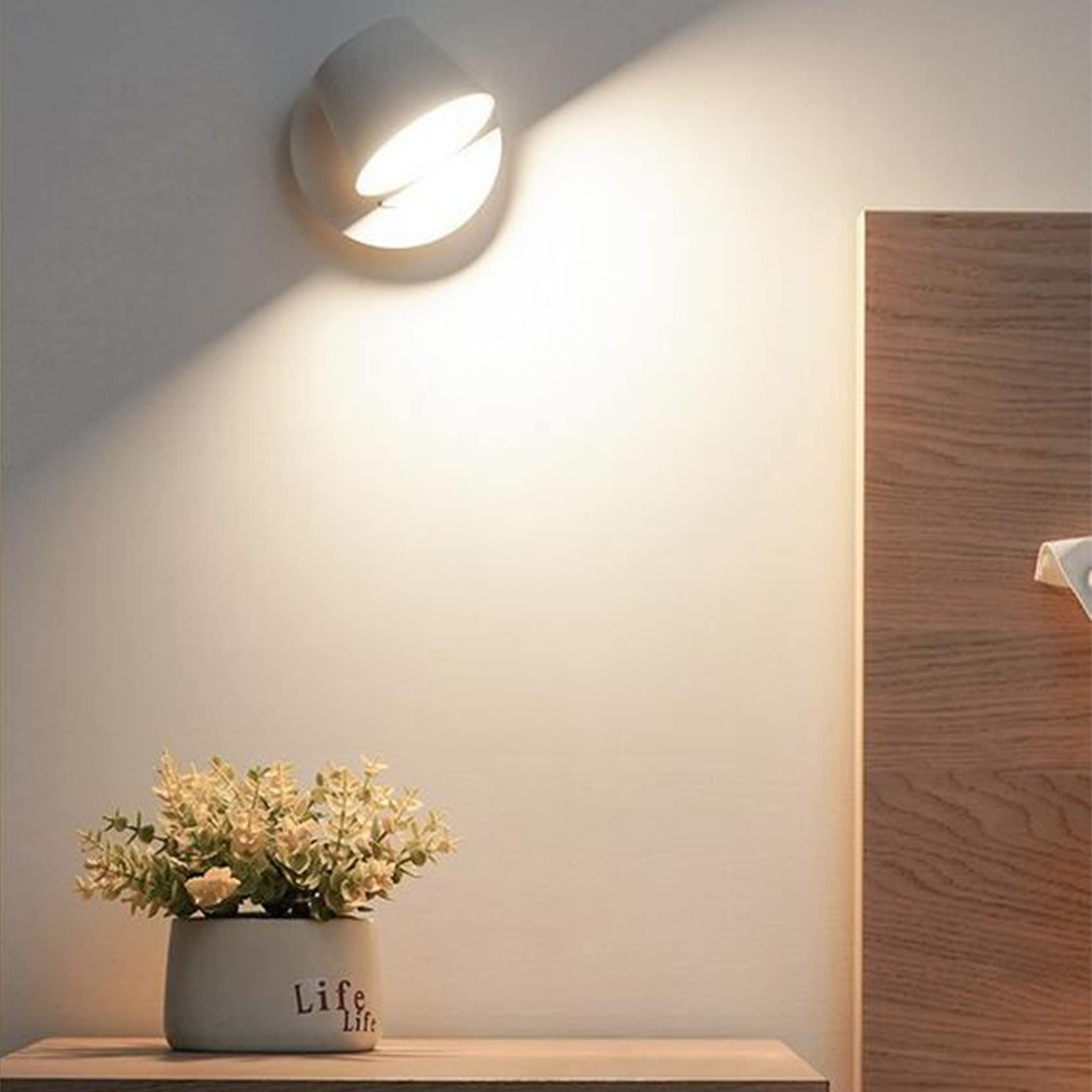 Applique da Parete LED con Interruttore, Lampada Lettura Letto | Angoli Regolabili a 350 Gradi, Bianco Caldo 6W, Lampada da Parete Moderno per Soggiorno, Camera da Letto, Comodino, Bianco
