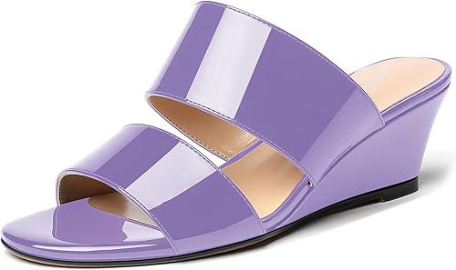 WAYDERNS Sandalias de cuña de tacón bajo de dos piezas para mujer, con puntera abierta, de 2 pulgadas