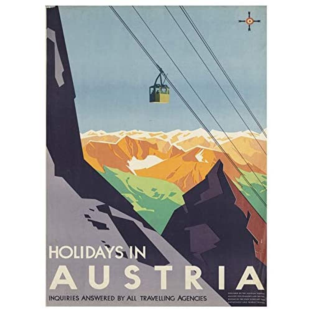 Wee Blue Coo Austria Travel Ski Lift Alpine Unframed Wall Art Print Poster Home Decor Premium