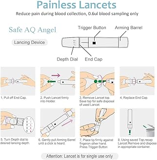 sinocare Diabete Blood Glucose Test Strips x 50 & Diabetes Lancets x 50, Safe AQ Angel, Blood Sugar Test Strips for Safe AQ Angel Only