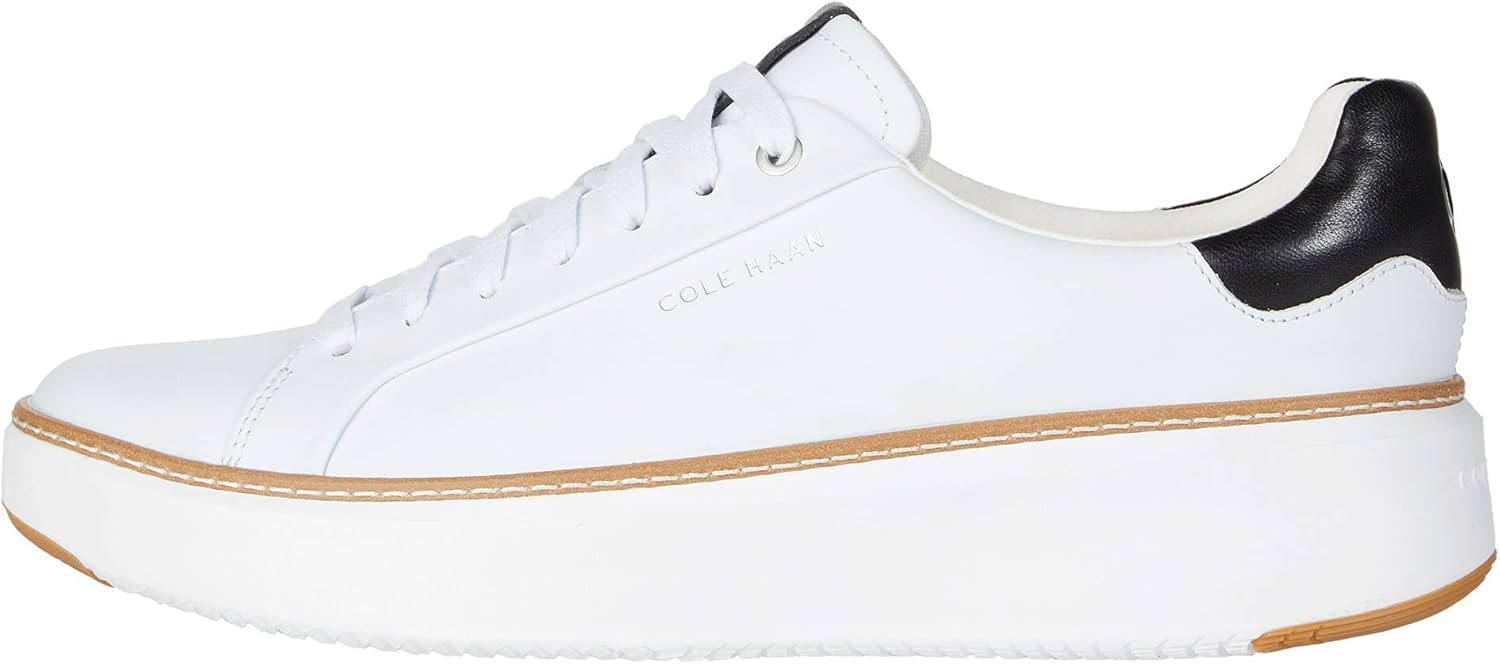 Cole Haan Womens Grandpro TopSpin Sneaker Ivory/Black Leather 9 B - Medium