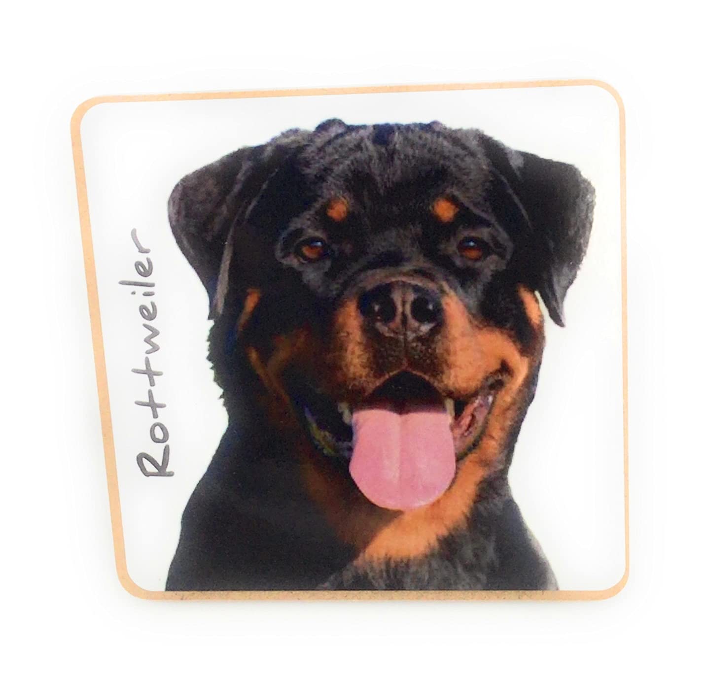 Rottweiler Dog Pet Coaster For Drinks, Coffee, Tea. 9.5 x 9.5 cm. Birthday Present, Christmas Stocking Filler, Dog Dad/Mum Gift, Dog Lovers.