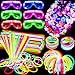 60 PCS Glow in The Dark Party Supplies Glow Sticks Bulk LED Party Favor Light Up Toys Kid/Adults 50 Glow Sticks Necklaces Bracelets /5 Light Up Glasses/ Led Wreath