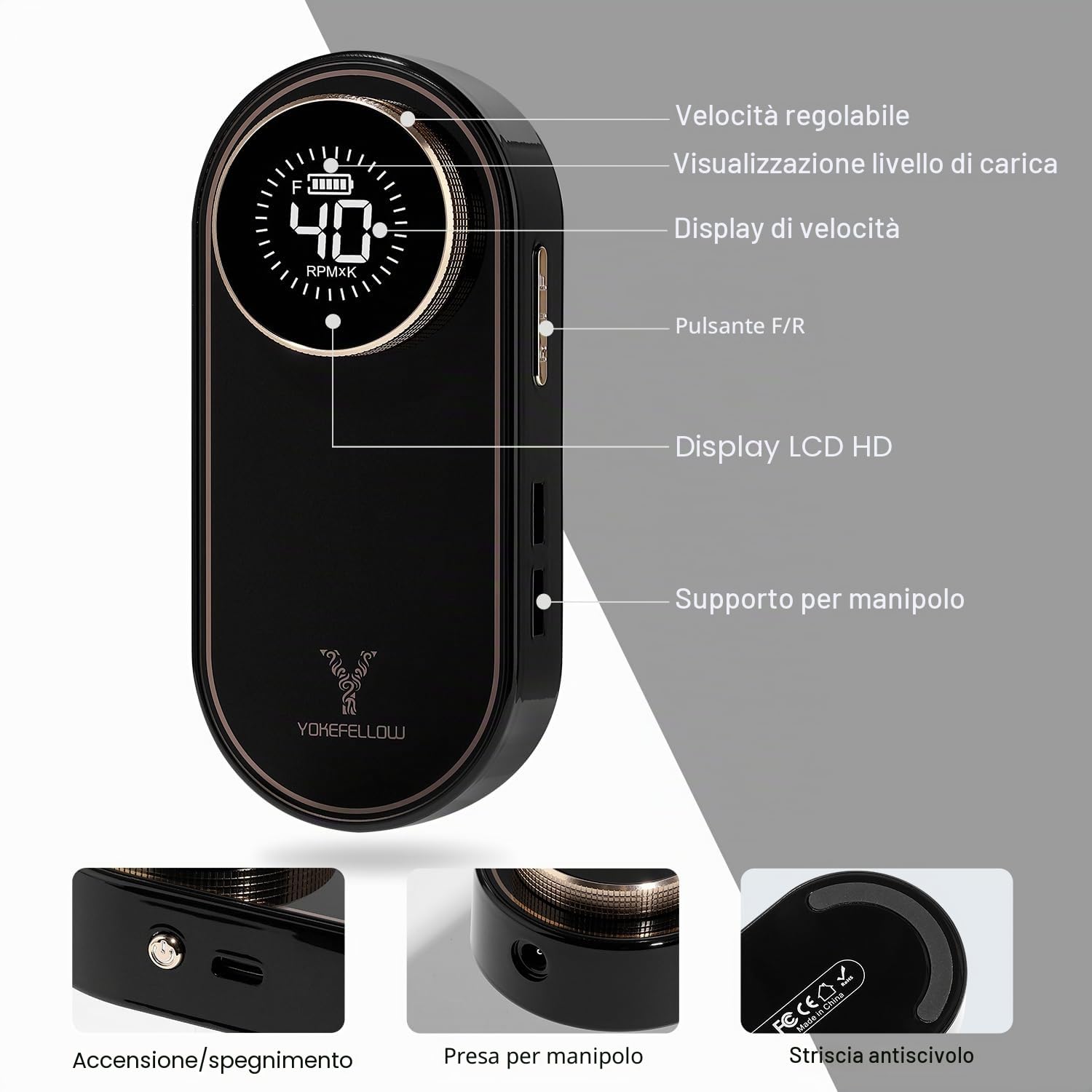 Yokefellow - Trapano per unghie, 40000 giri/min, lima professionale ricaricabile con spazzola per polvere e 17 punte per unghie, per manicure in acrilico/polvere a immersione, Regno Unito