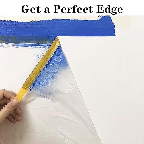 Miniatura 4 de Paquete de 3 cintas y cortinas, película adhesiva precintada, papel adhesivo de pintura para cubrir zócalos, marcos, automóviles y carrocería (66