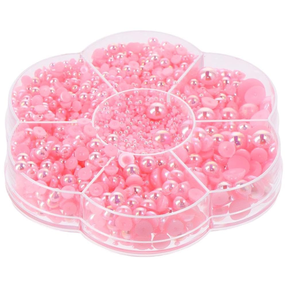 YYlingx 5600 PCS Half Round Faux Pearls Light Pink AB Flatback Imitation Pearls 7 Sizes Flatback Nail Imitation Pearls for DIY Nails Art Crafting Jewelry Making - Image 2