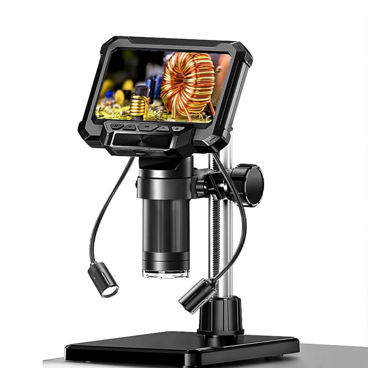 ETZIN Digital Microscope 5X–1000X with 4.3-Inch IPS Screen, 12MP HD Camera, 1080P Video, 8 LED Lights, Type-C USB Portable LCD Microscope for PCB Repair Motherboard Inspection, Minerals etc