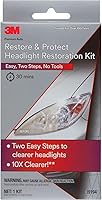 3M 39194 Headlight Restoration Kit - Restore Cloudy Headlights, Taillights, Fog Lights with Sanding Discs & Clear Coat