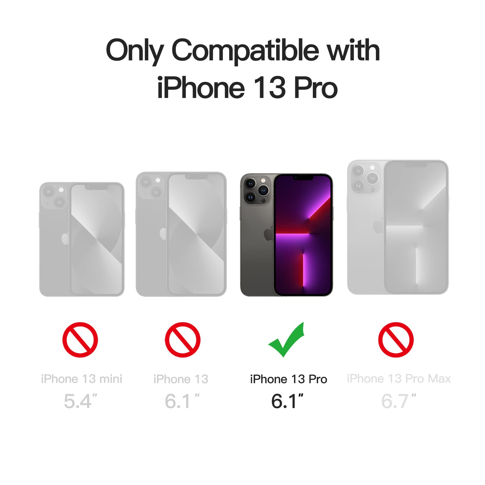 JETech Cover Magnetica per iPhone 13 Pro 6,1 Pollici Compatibile con MagSafe, Custodia Traslucida Opaca con Fotocamera Protezione Completa Posteriore Sottile Antiurto (Nero)