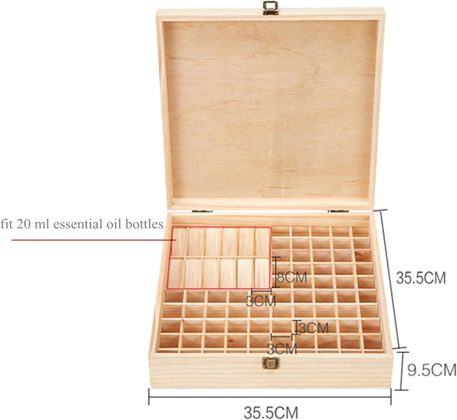 Pure Vie Wooden Essential Oil Storage Box Home Fragrance Carrier Case, Holds 85 Bottle (Fits 5-20ml) - Aromatherapy Organizer Makeup Nail Polish Perfume Container - Keep Your Oil Safe & Space Saver
