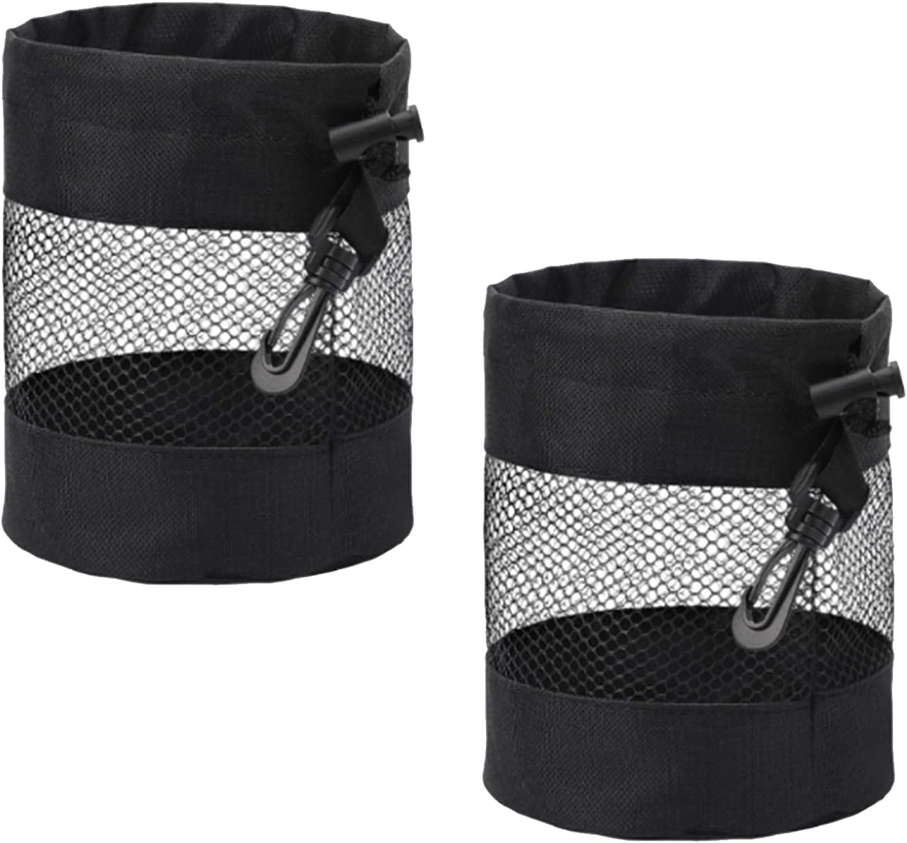 2 Pcs Golf Ball Storage Bag Premium Nylon Mesh Drawstring Pouch, Multi-Purpose Organizer for Storing Golf Balls (Black)