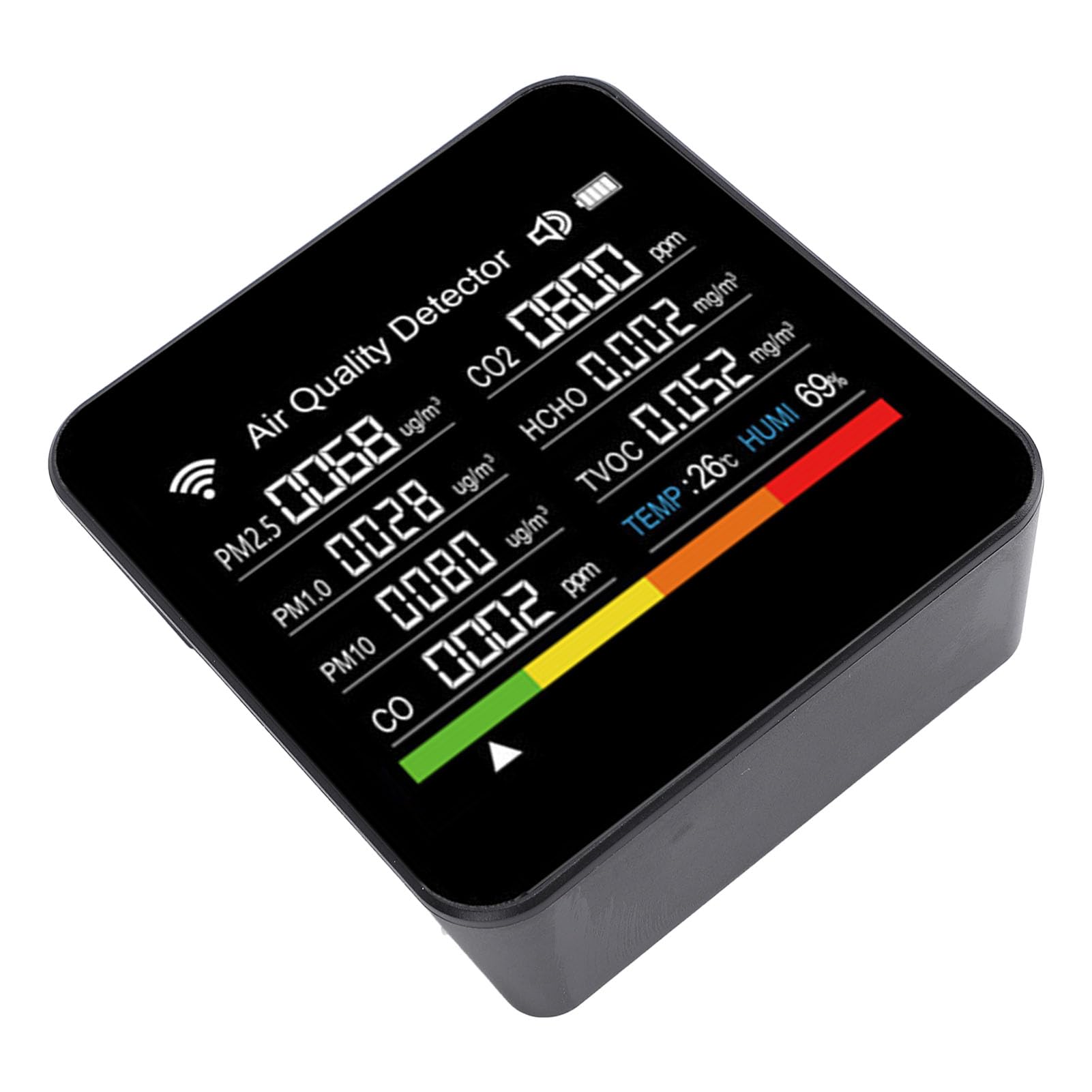 Generic Rilevatore di qualità Dell'aria Intelligente WiFi Portatile per APP, Misuratore di umidità della Temperatura HCHO PM2.5 VOC 14 in 1 per Viaggi in Ufficio a Casa