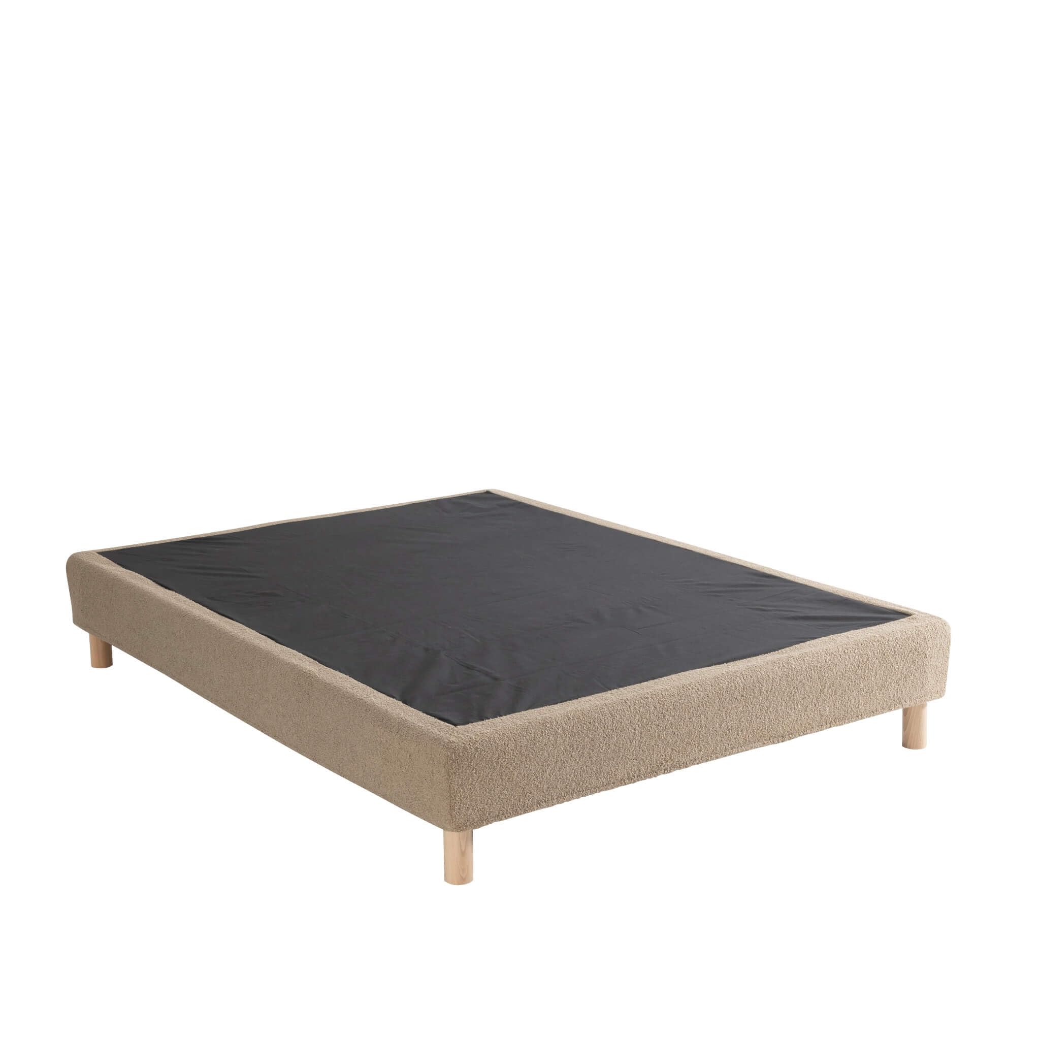 Cache-sommier Bouclette intégral Beige 160x200