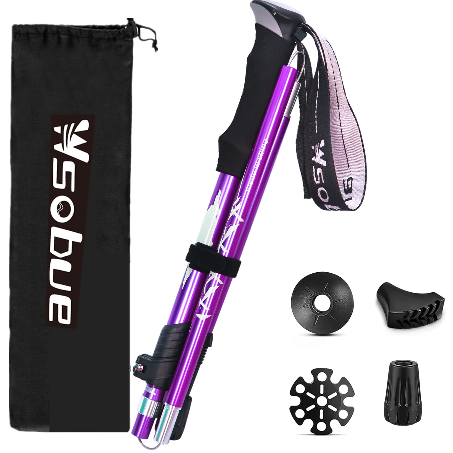 Trekking Pole, Collapsible Walking Hiking Stick for Men Women, Ultralight Aluminum Ski Pole with EVA Grip