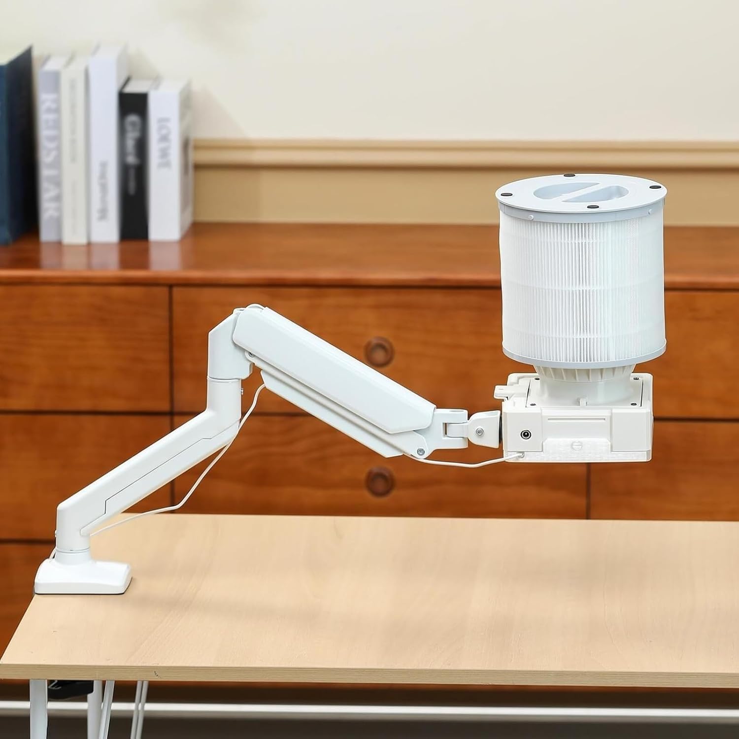 Odkurzacz do paznokci - biurkowy odpylacz z lampą LED, wymiennym filtrem i regulowanym metalowym wspornikiem kątowym do salonu paznokci i użytku domowego, 1 filtr
